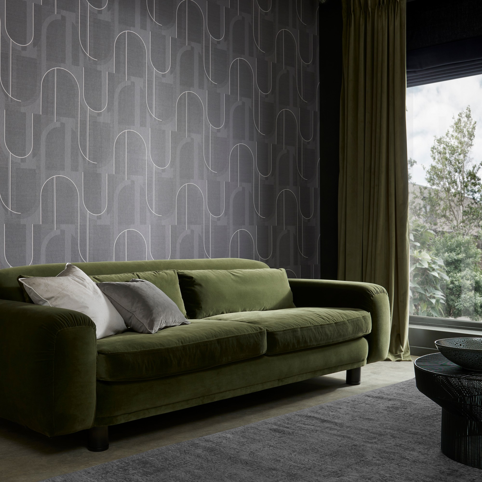 Marcia Geometric Wallpaper 118014 By Graham Brown In Black